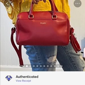 Saint Laurent Red Leather Baby Duffle two-way Bag
